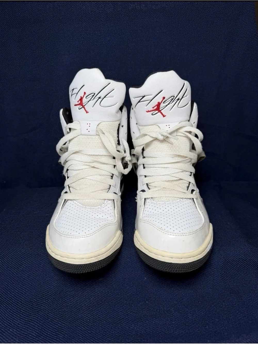 Jordan White and Black High-Top Basketball Sneakers with Gray Accents